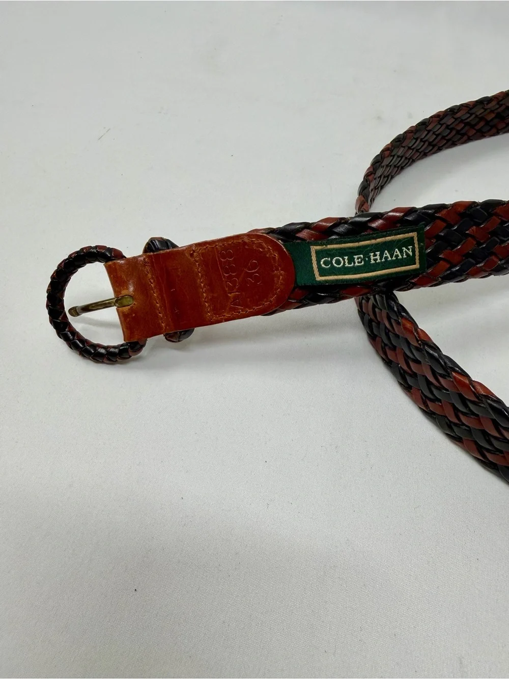 Cole Haan Woven Leather Belt Size 36 Brown & Black